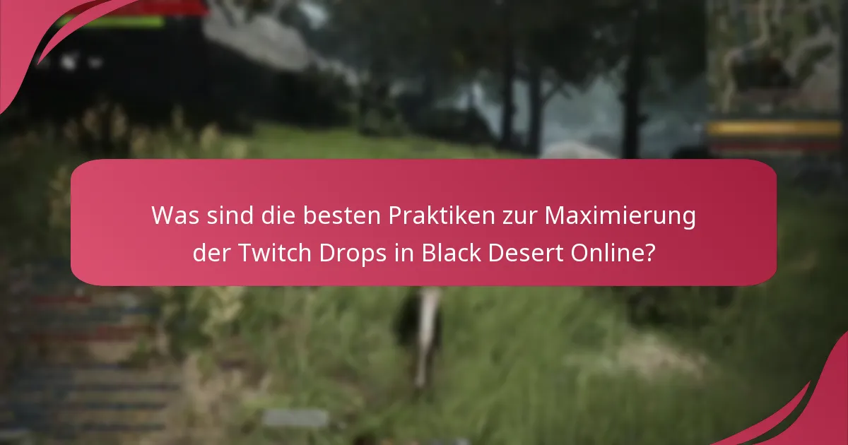 Was sind die besten Praktiken zur Maximierung der Twitch Drops in Black Desert Online?